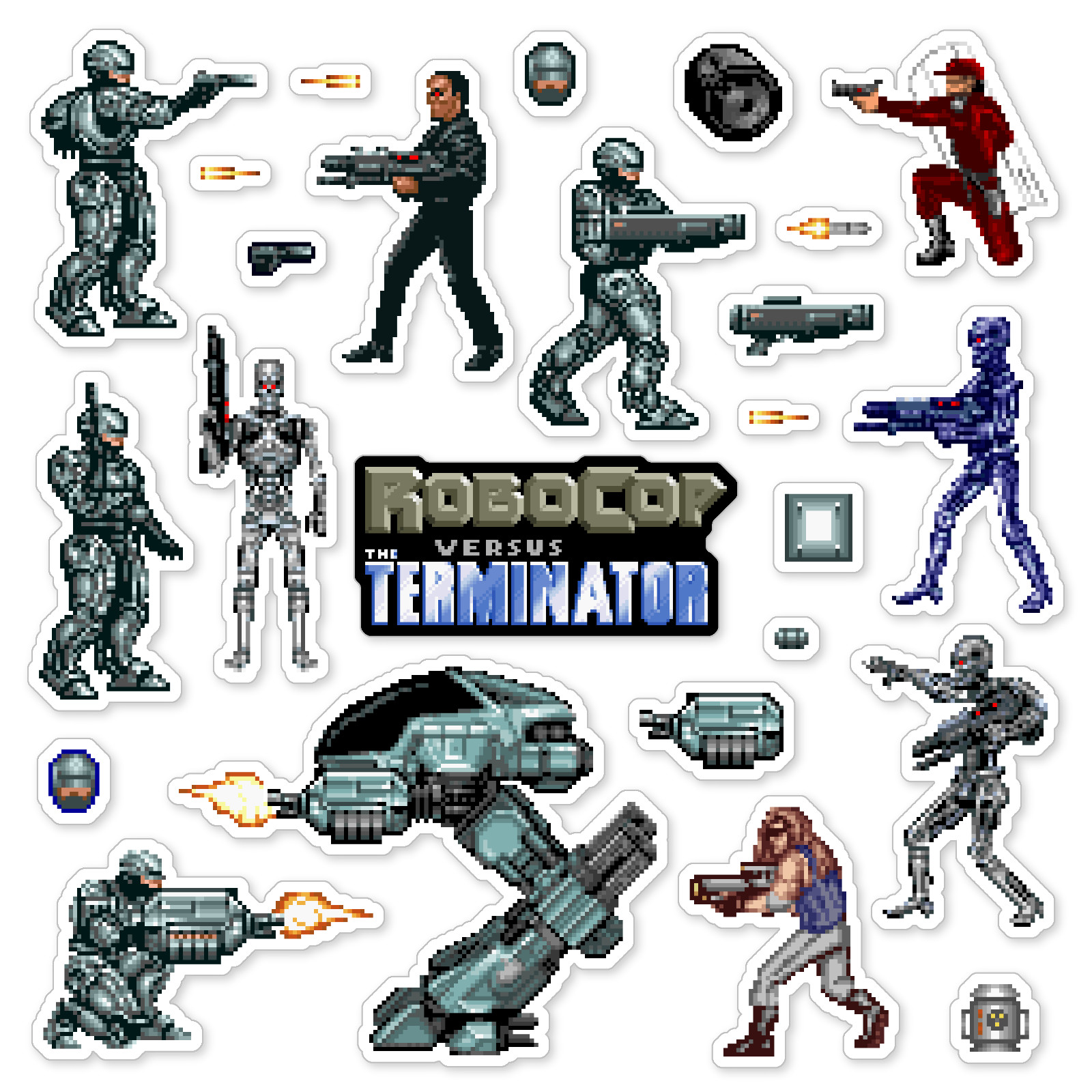 RoboCop versus The Terminator Stickers Super Nintendo SNES 25 Sticker Pack