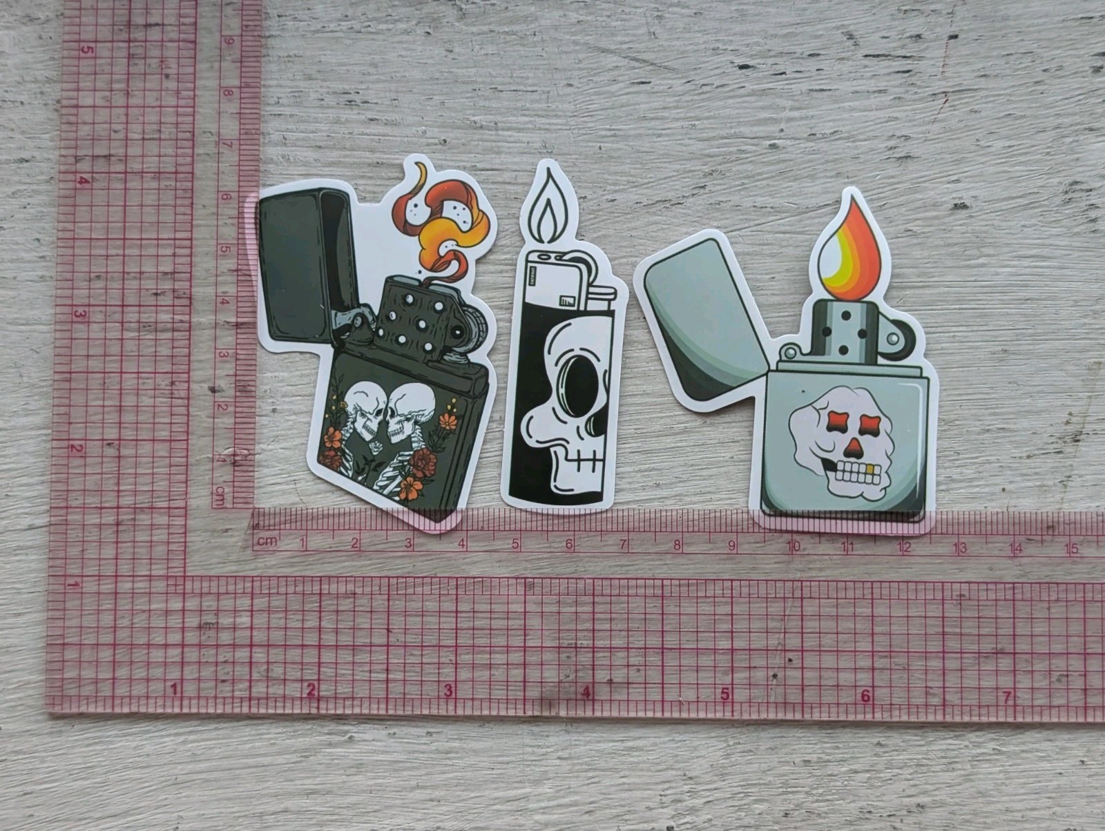 Lighter For Smoking Fun Hippie Colorful Skull Stickers Lot Of 3 Pcs