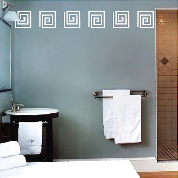 Elegant Design Wall Decals, Fancy Wall Pattern Wall Vinyl, Square Spirals, d81