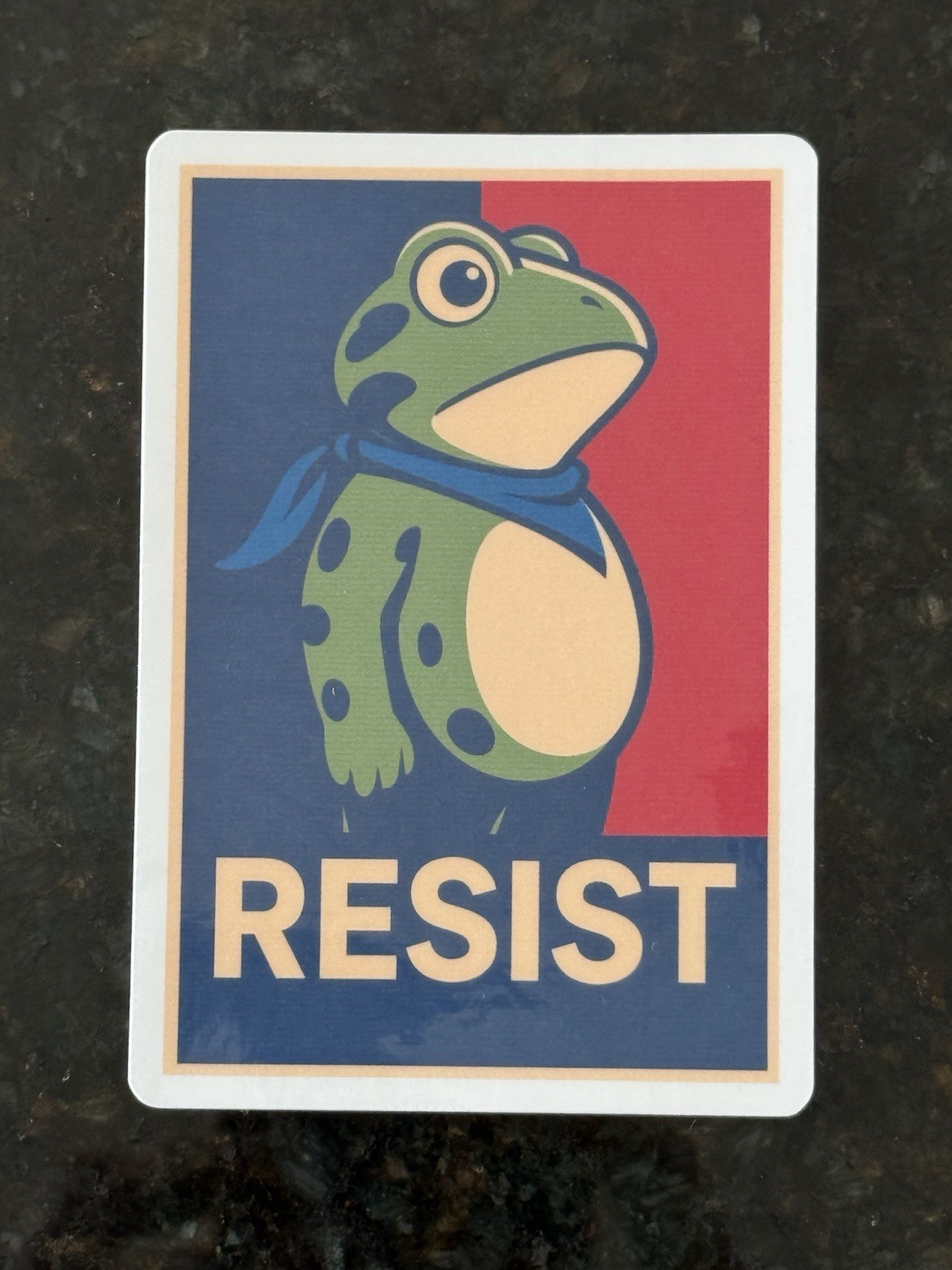 Resist Frog Pro-Democracy Die-cut Vinyl Protest Sticker 4×3 Inch Waterproof