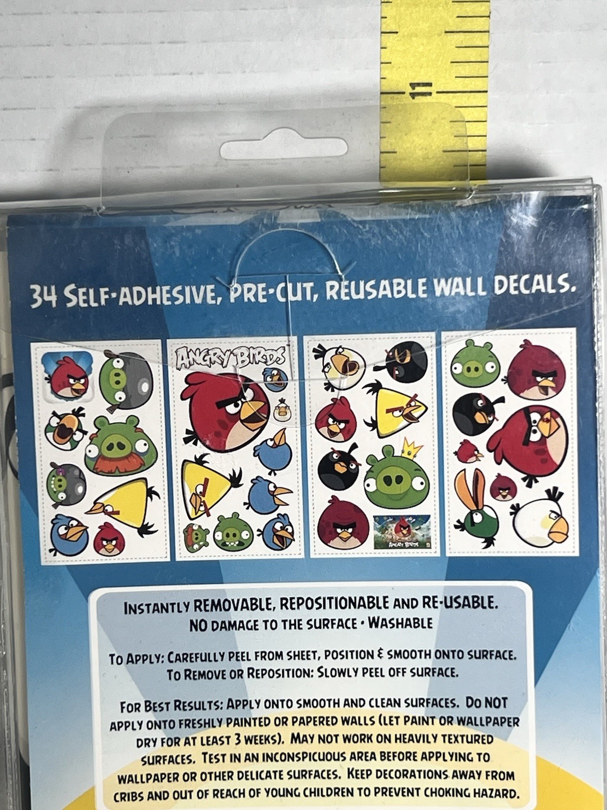 vintage angry birds sticker peel & stick decals 34 decals 2012