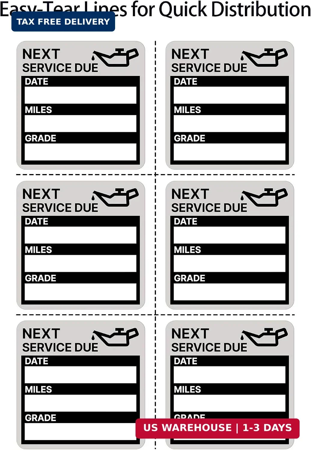 for Oil Change Sticker Static Cling, Clear Stickers 120 Pcs 2"x 2" Next Service