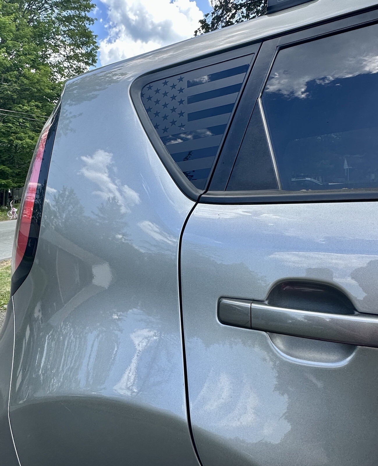 Pair of American flag quarter panel window decals Fit any 2014-2019 Kia Soul