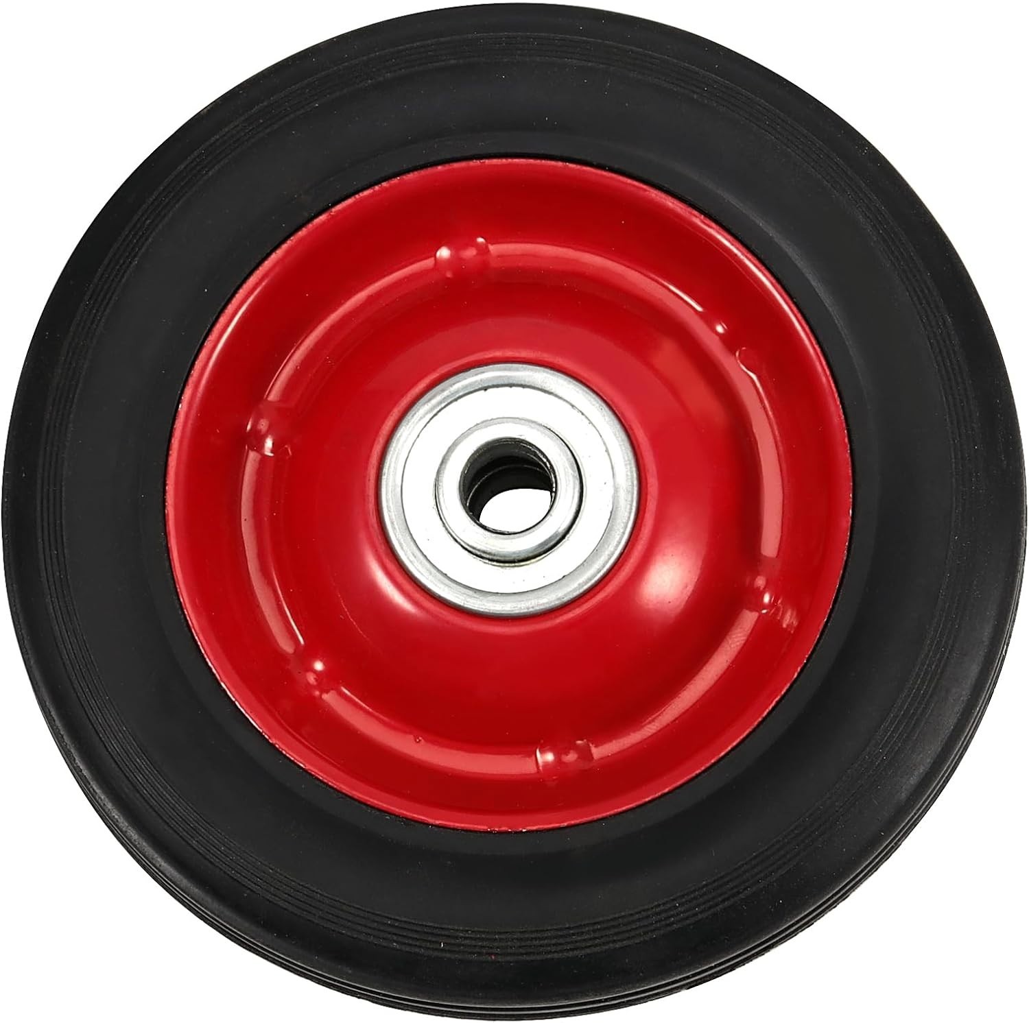 4 Pack 8 x 1.75 Inch Solid Rubber Wheel, Flat Free 4 PCS 8 x Inch, Red
