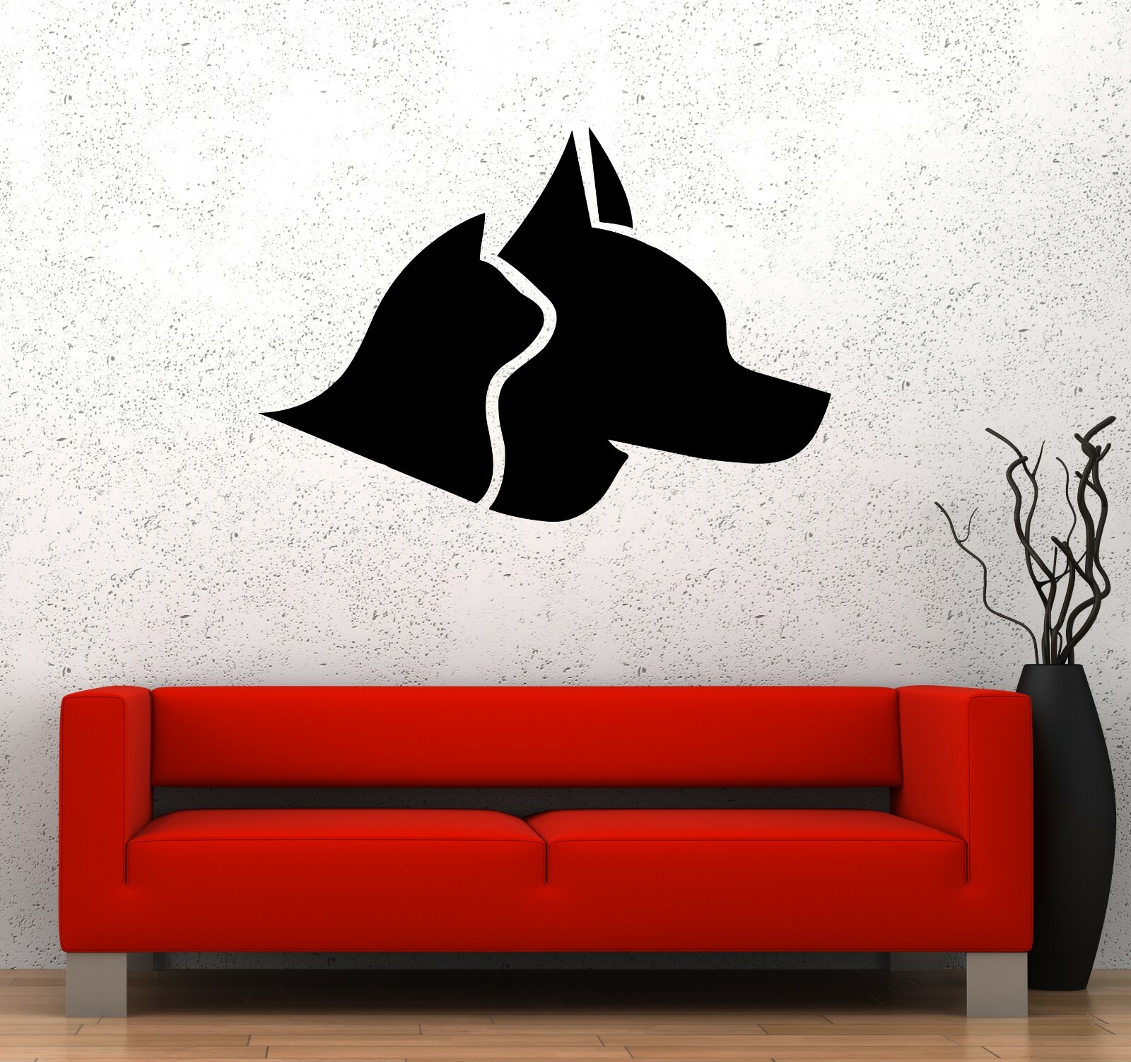 Wall Decal Animals Dog Cat Pets Head Vinyl Sticker (ed1738)