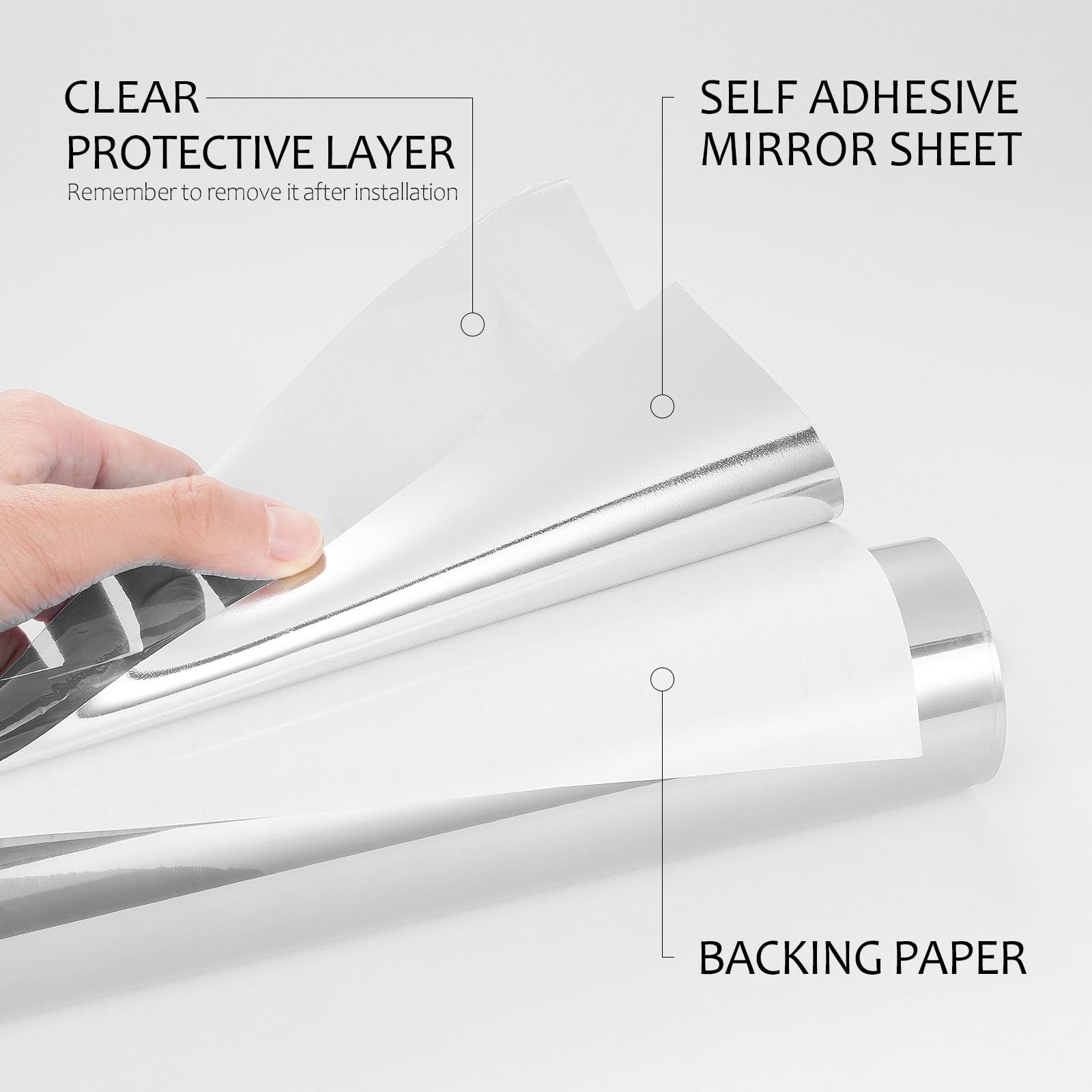 Flexible Mirror Stickers for Walls – Self-Adhesive Silver Peel & Stick Decor 12"