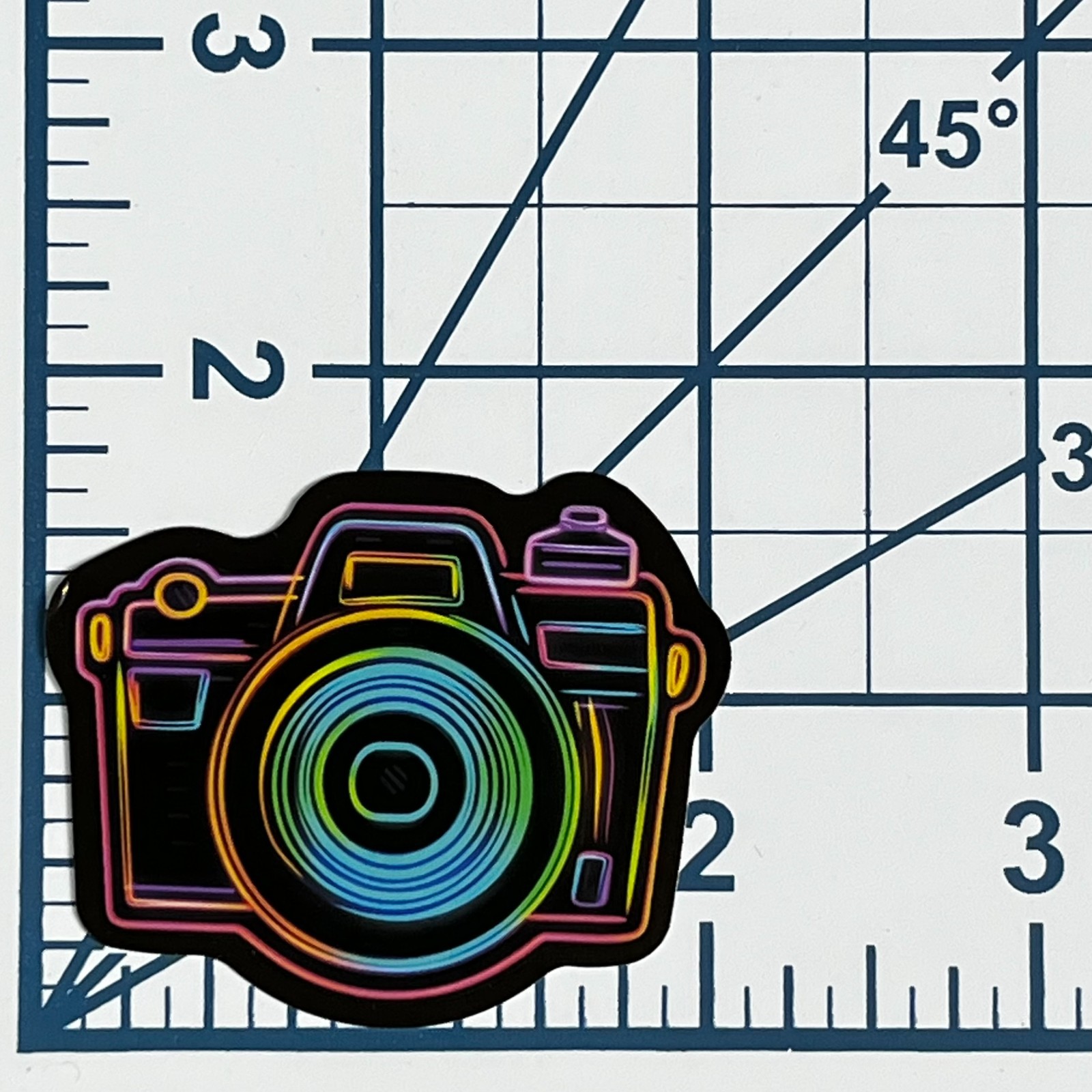 Retro Neon Camera Vinyl Sticker Photographer Aesthetic Decal Glow Art Gift
