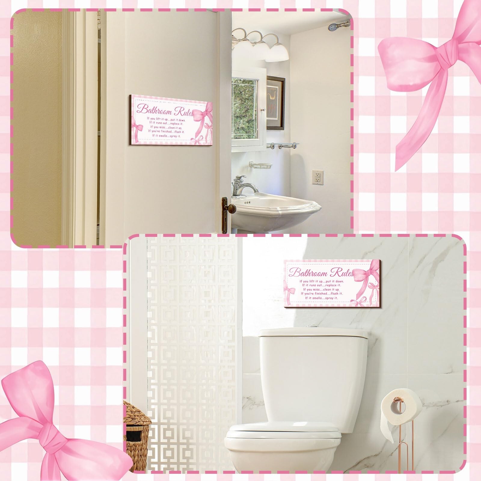 Jetec 2 Pieces Funny Bathroom Signs Bathroom Wall Decor Toilet Wall Accessori…