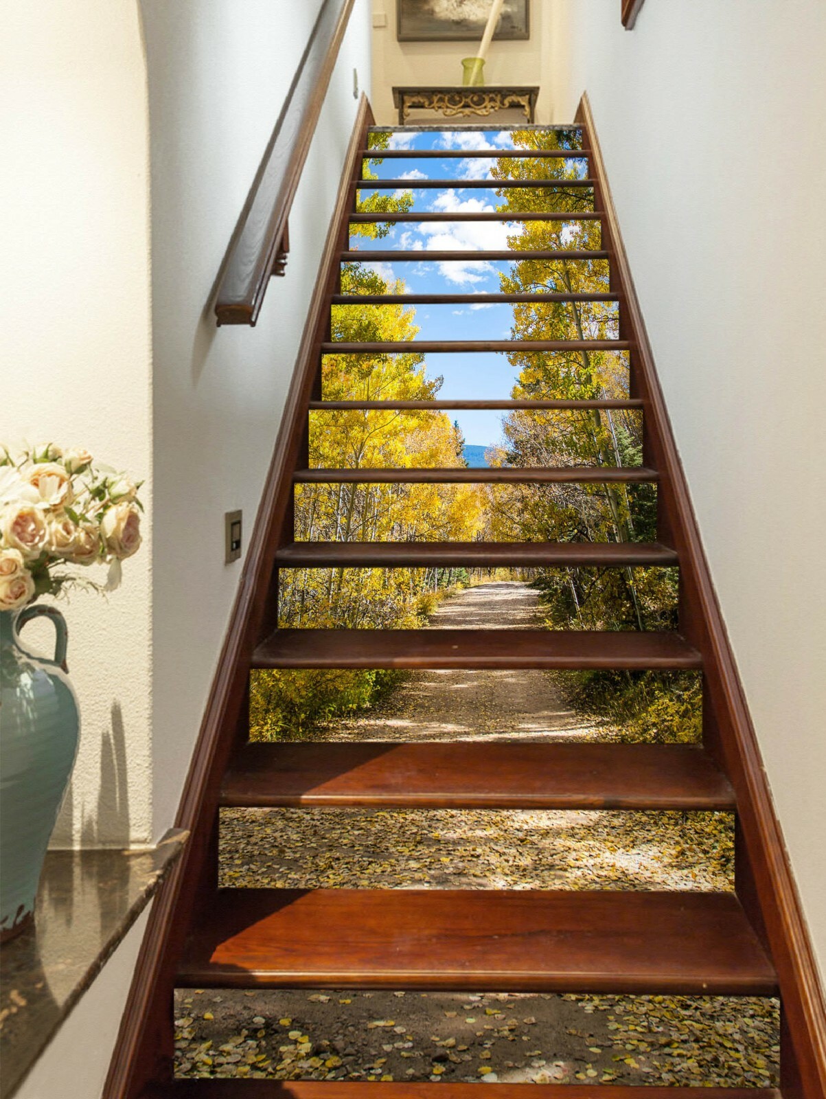 3D Autumn Path 001NA Stair Risers Decoration Photo Mural Decal Wallpaper Fay