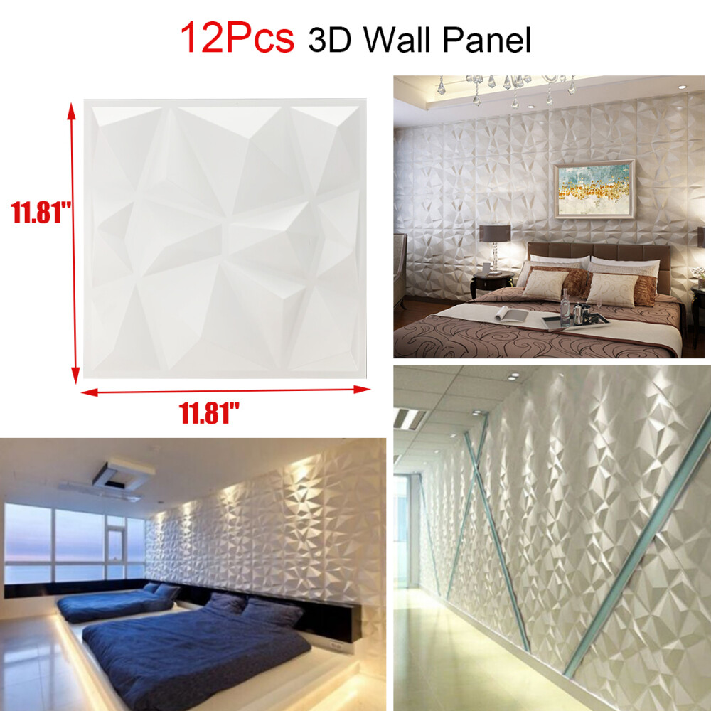 12Pcs 3D Effect Wall Decor 3D Tile Brick Wall DIY Wallpaper Home Decor 11.8"