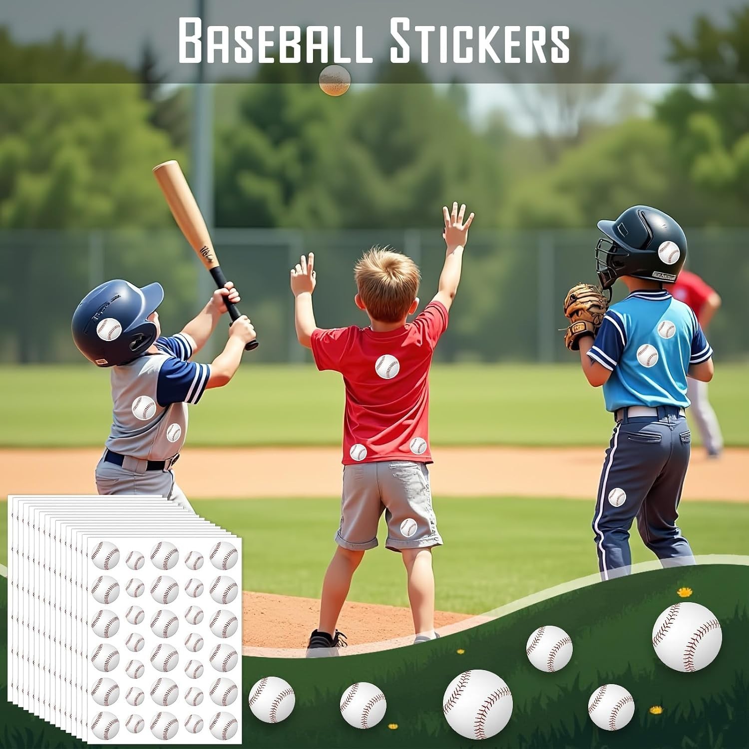 512Pcs Baseball Stickers Kids Self-Adhesive Water-Repellent Sports Helmet
