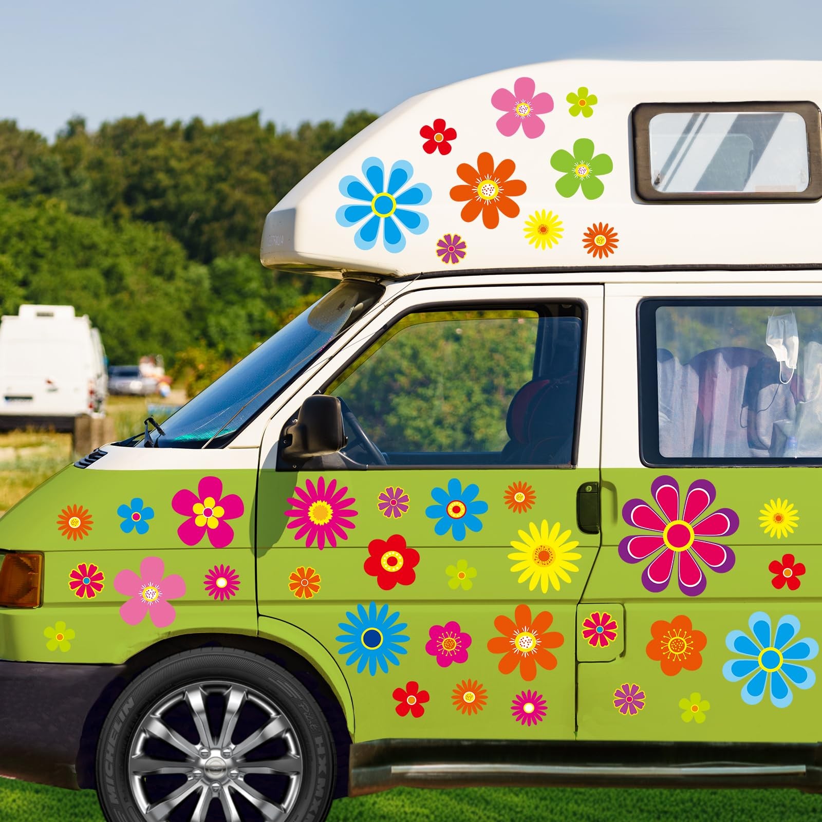 Fancy Land Flower Stickers Daisy Decals for Car Truck Decoration 180Pcs