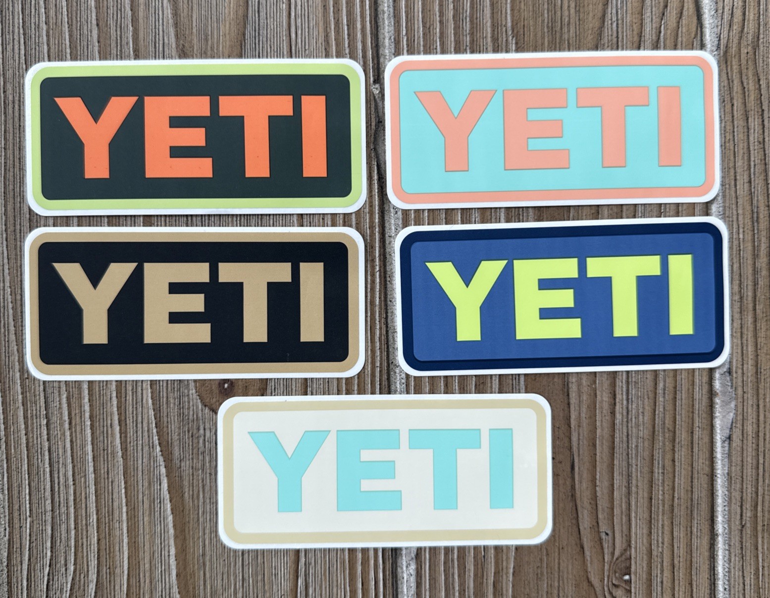 Authentic YETI Decal Cooler Drink Notebook Car Stickers 4" x 1-3/4" – Lot of 5