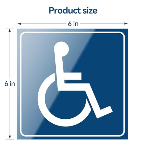 Handicap Signs – 6 pack, Stickers Decal Symbol 6×6 inch – ADA Compliant –
