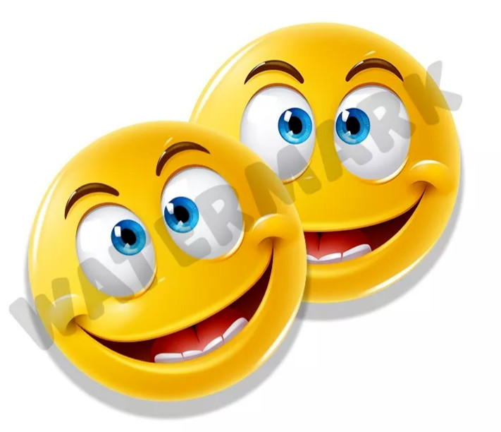 Silly Emoji Stickers Yellow Goofy Faces in various sizes Set of 2 Adhesive Vinyl
