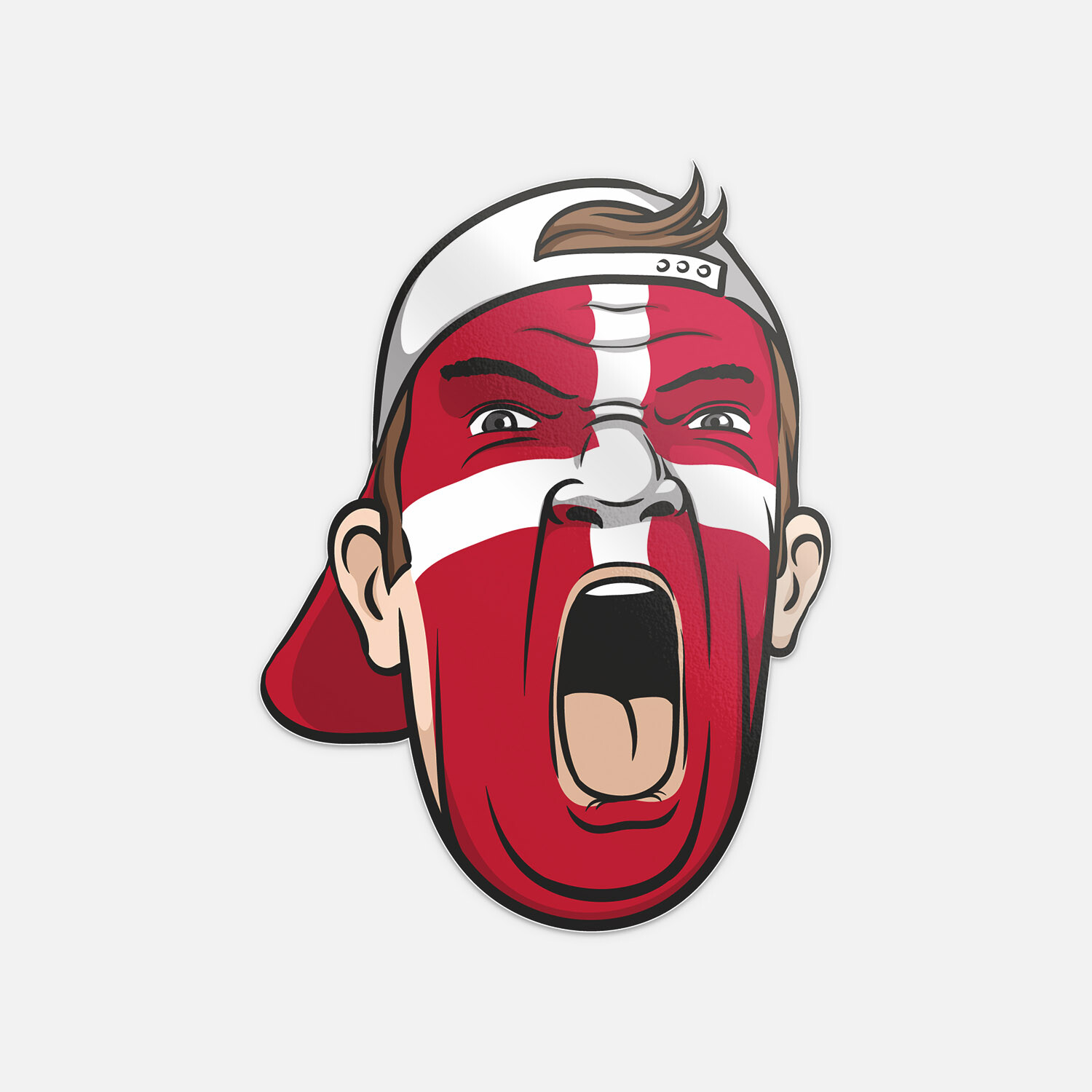 Denmark Europe Football Fan National Flag Face World Cup Vinyl Sticker Decal