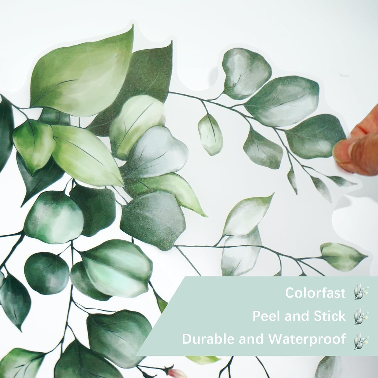 Green Leaves Wall Stickers Decor Hanging Vine Flower Art Decals