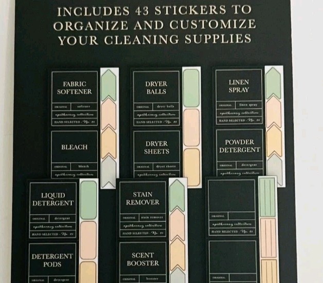 Laundry And Cleaning Organization Labels 43 Peel + Stick Sticker Book