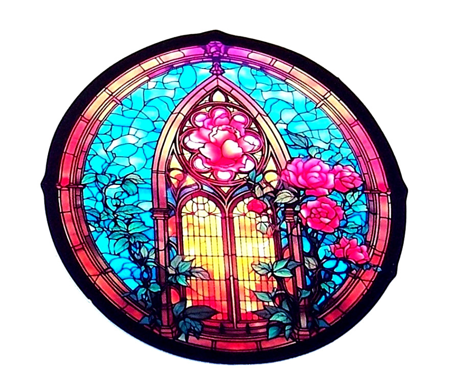 STAINED GLASS – Die Cut Sticker Decal Stained Glass Roses