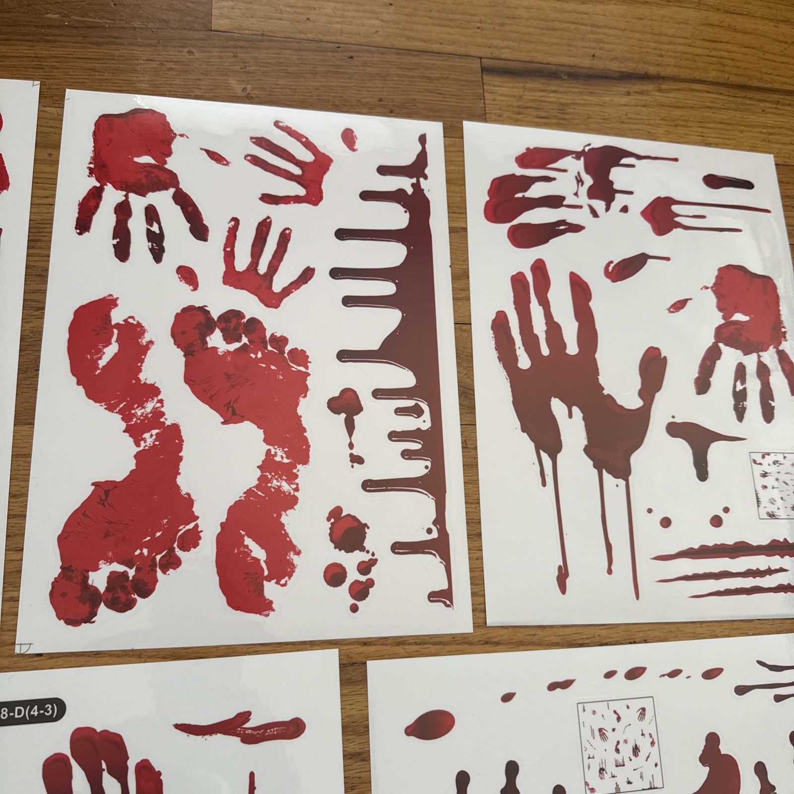 12 sheets of Bloody Handprint Footprint Window Stickers Wall Stickers /Halloween