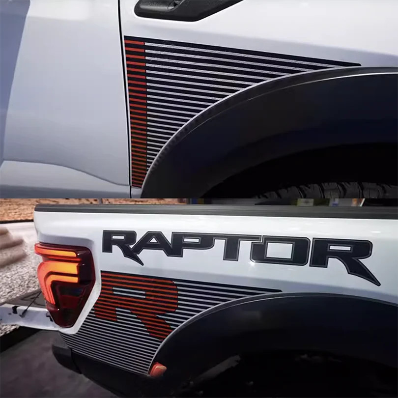 Aftermarket Sport R Bedside & Hood Stripe Decal Kit for Ford F-150 Raptor (2024)