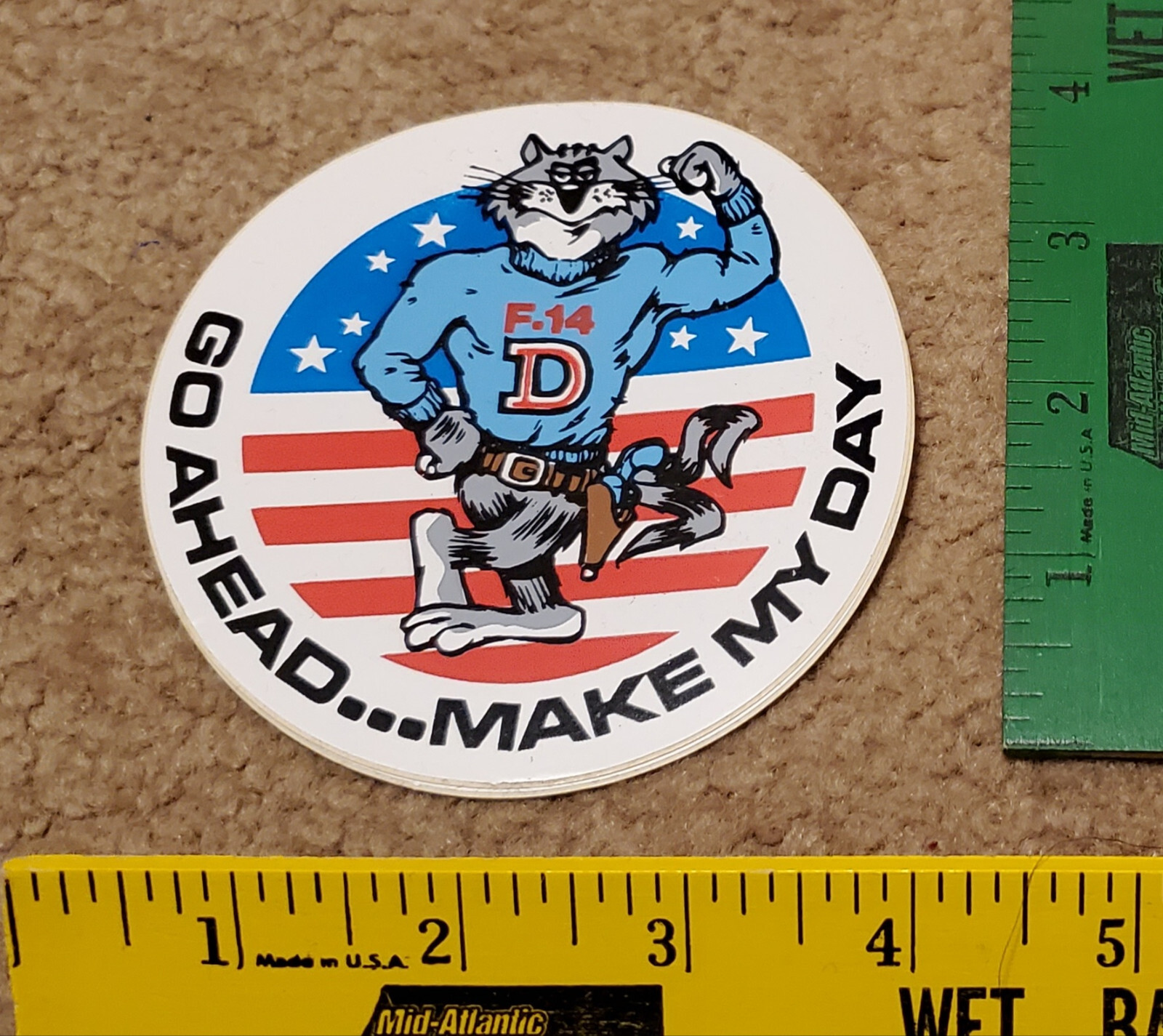 Vintage Grumman F-14 Tomcat Go Ahead Make My Day 4" x 4" Sticker