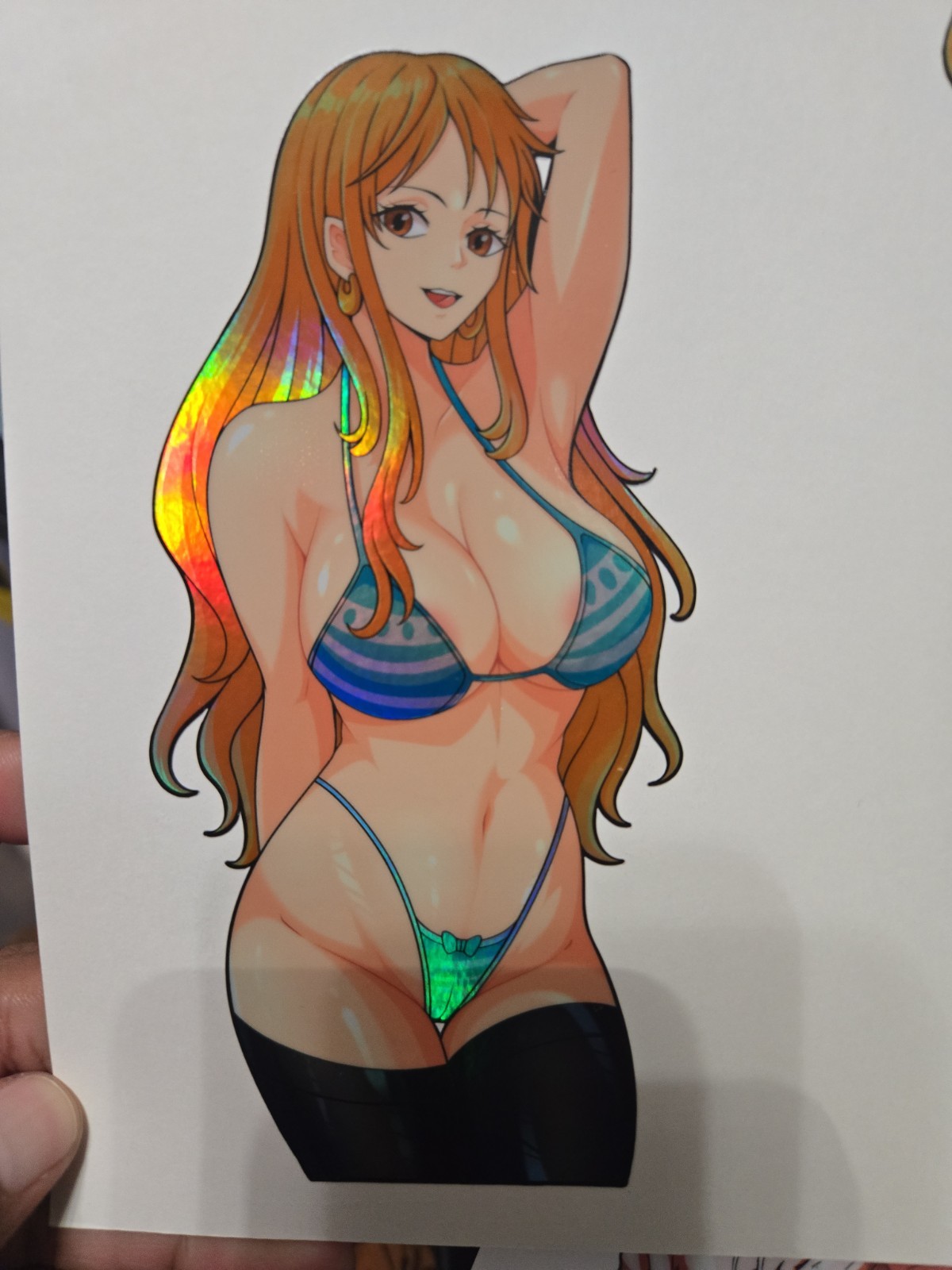 6" Spotholographic Weatherproof Waifu Vinyl Sticker Nami Op Bikini