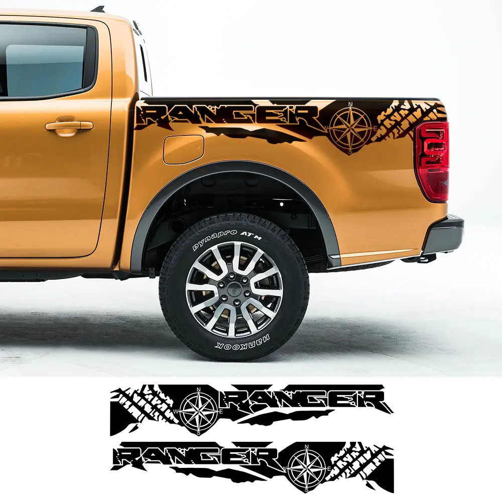 Aftermarket Tire Print & Compass Adventure Tail Decal for Ford Ranger Raptor Pic