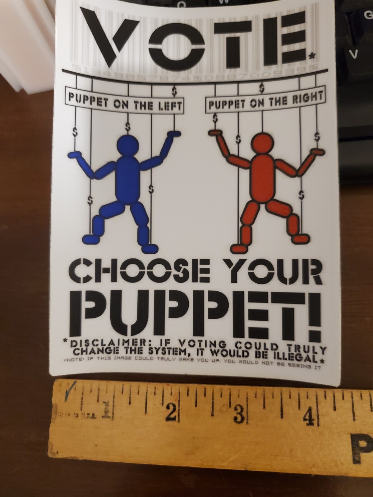 POLITICAL PUPPET STICKERS 4×6 Vinyl HD POLITICAL Atheist ⚛️ DUOPOLY 5 YR WARRANT