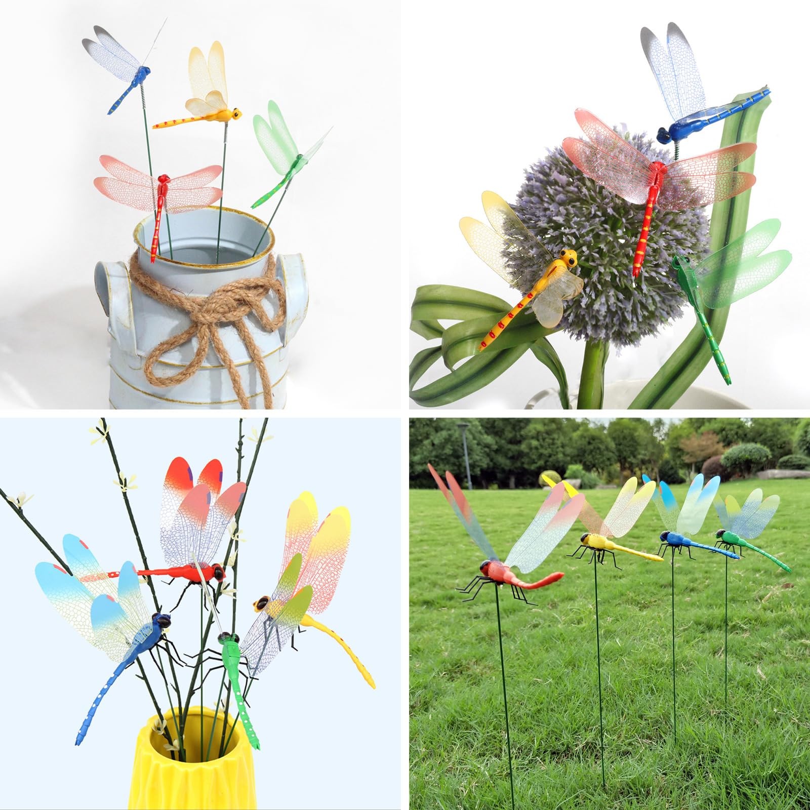 Amaonm 20pcs 3D Colorful Dragonfly Garden Decorations Decor Dragon Fly Garden…
