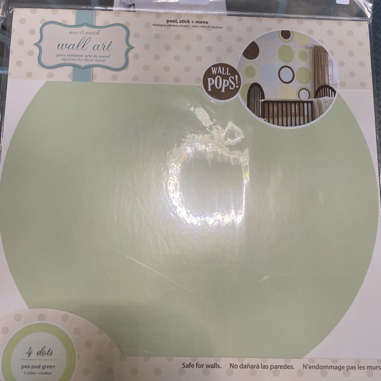 Wall Pops Wall Art. 4 Dots Pea Pod Green. Pattern Wpd98815. Model 11-2012-g