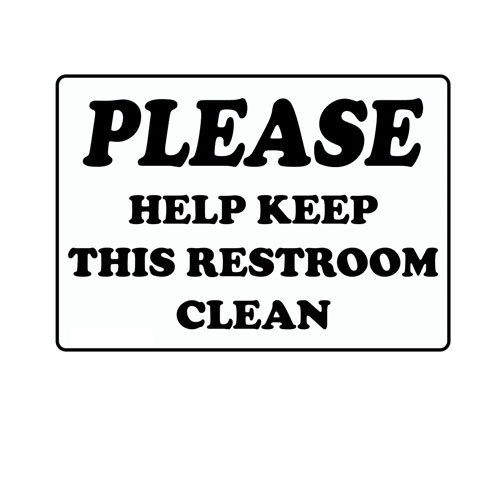 Wall Door Vinyl Decal Sticker – Help Keep Restroom Clean Sign Decal Label