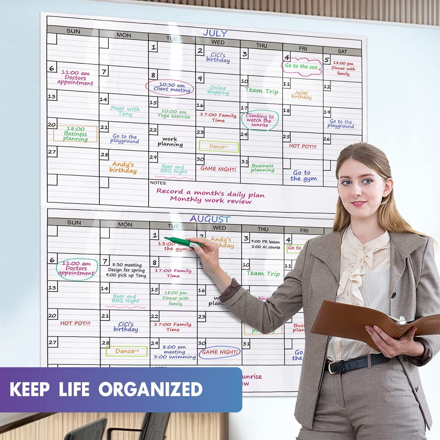 Dry Erase Two Month Laminated jumbo Wall Calendar, 38" x 50", Huge bimonthly …