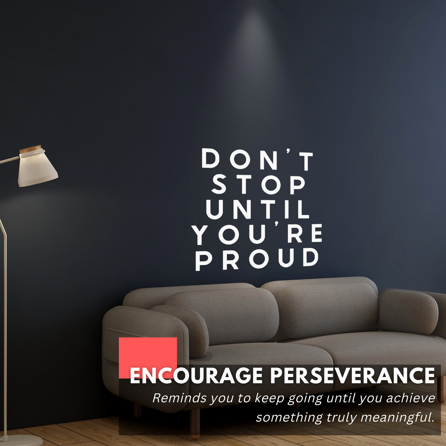 Motivational Wall Decal – Don't Stop Until You're Proud – Gym & Office Decor