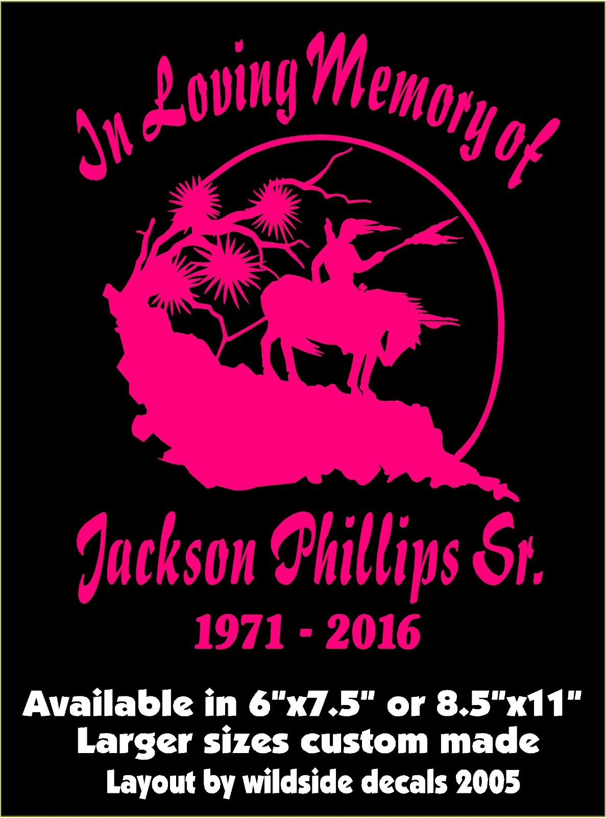 In Loving Memory Of Decal Warrior Last Ride Name Dates Car Vinyl Sticker Custom