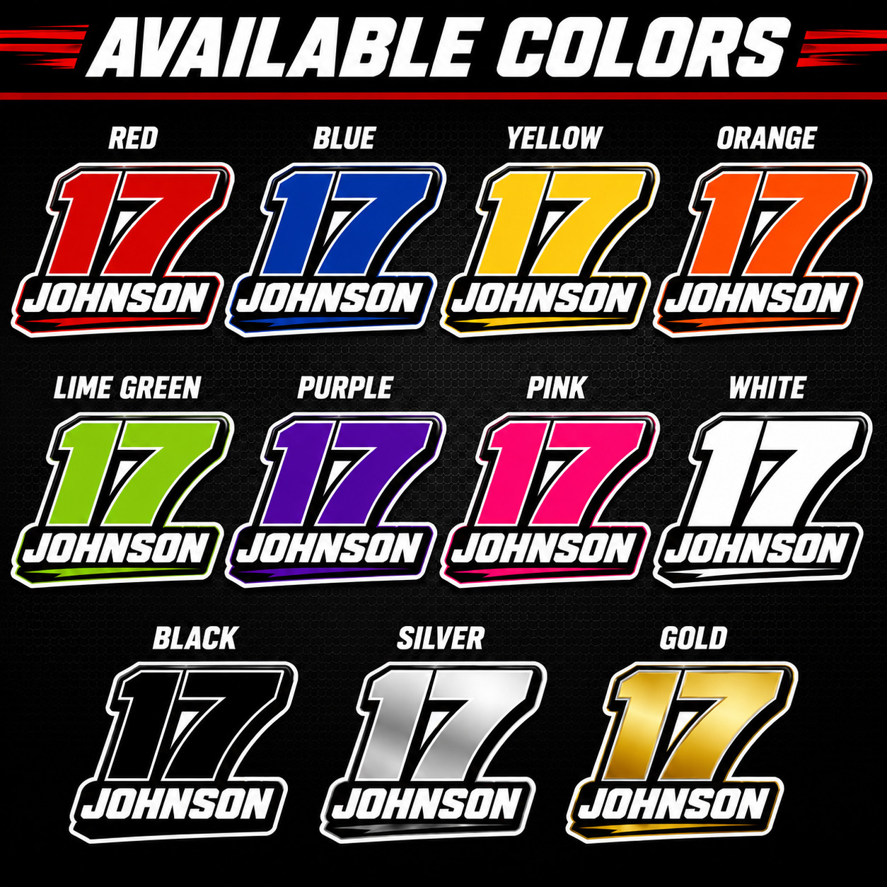 Custom Racing Number & Name Sticker | Personalized Race Car Driver Sticker Decal
