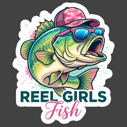Fishing Sticker Vinyl Decal Reel Girls Fish Bass Cute Fisherwoman Gift