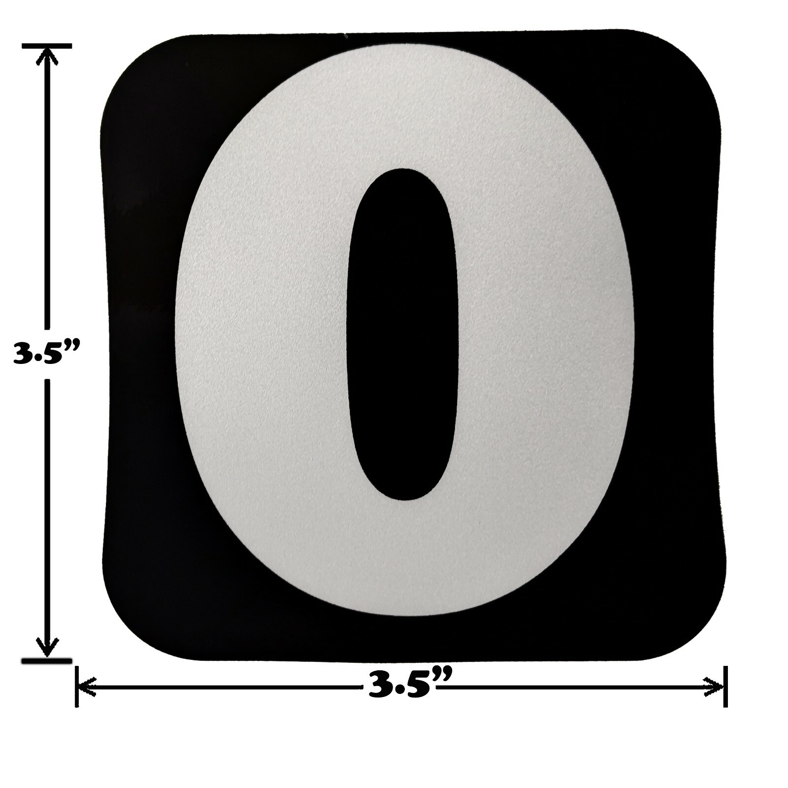 Set of 4 Numbered Vinyl Stickers 0-9 Black Background White Font 3.5" x 3.5"