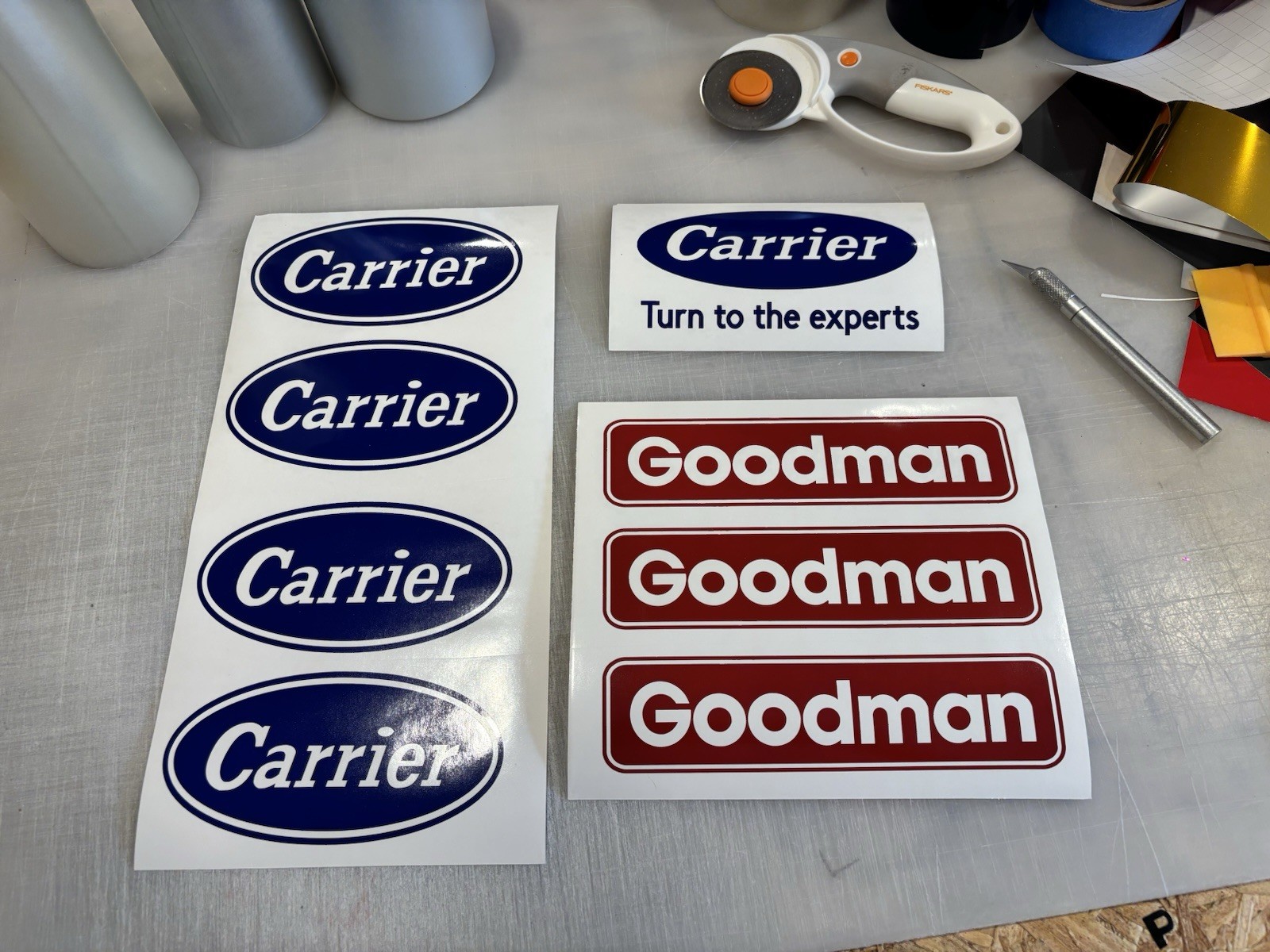 Carrier HVAC Die Cut Vinyl Decal Heating Cooling Plumbing Trade Blue Collar Van2