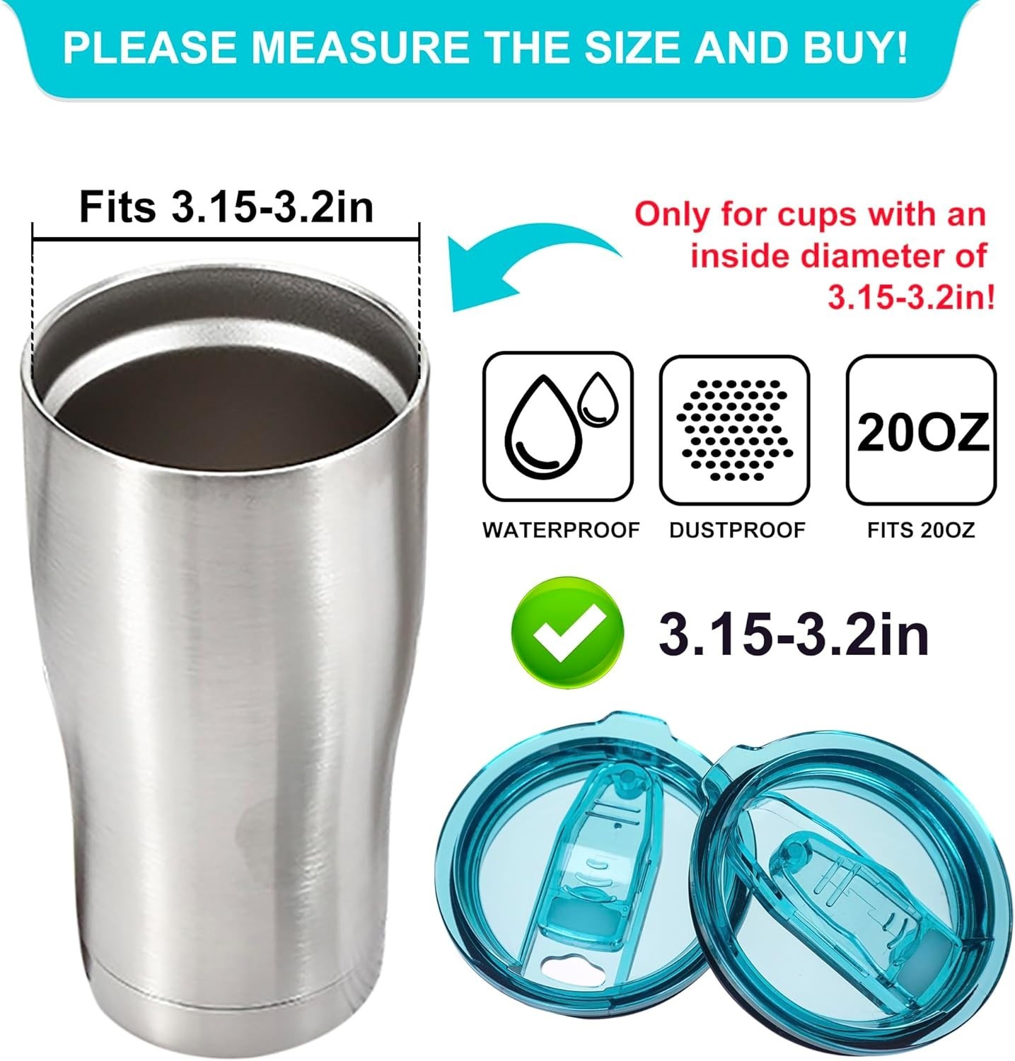 4 Replacement Lids for 20Oz Stainless Steel Tumbler Lids-Replaces Only Covers