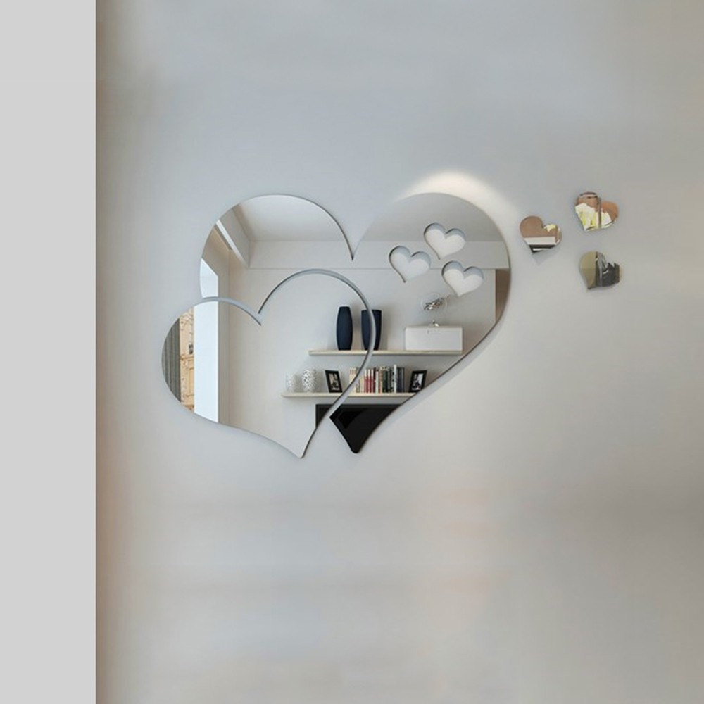 3D Love Hearts Mirror Wall Sticker Decor Removable DIY Home Room Art Mural Decal