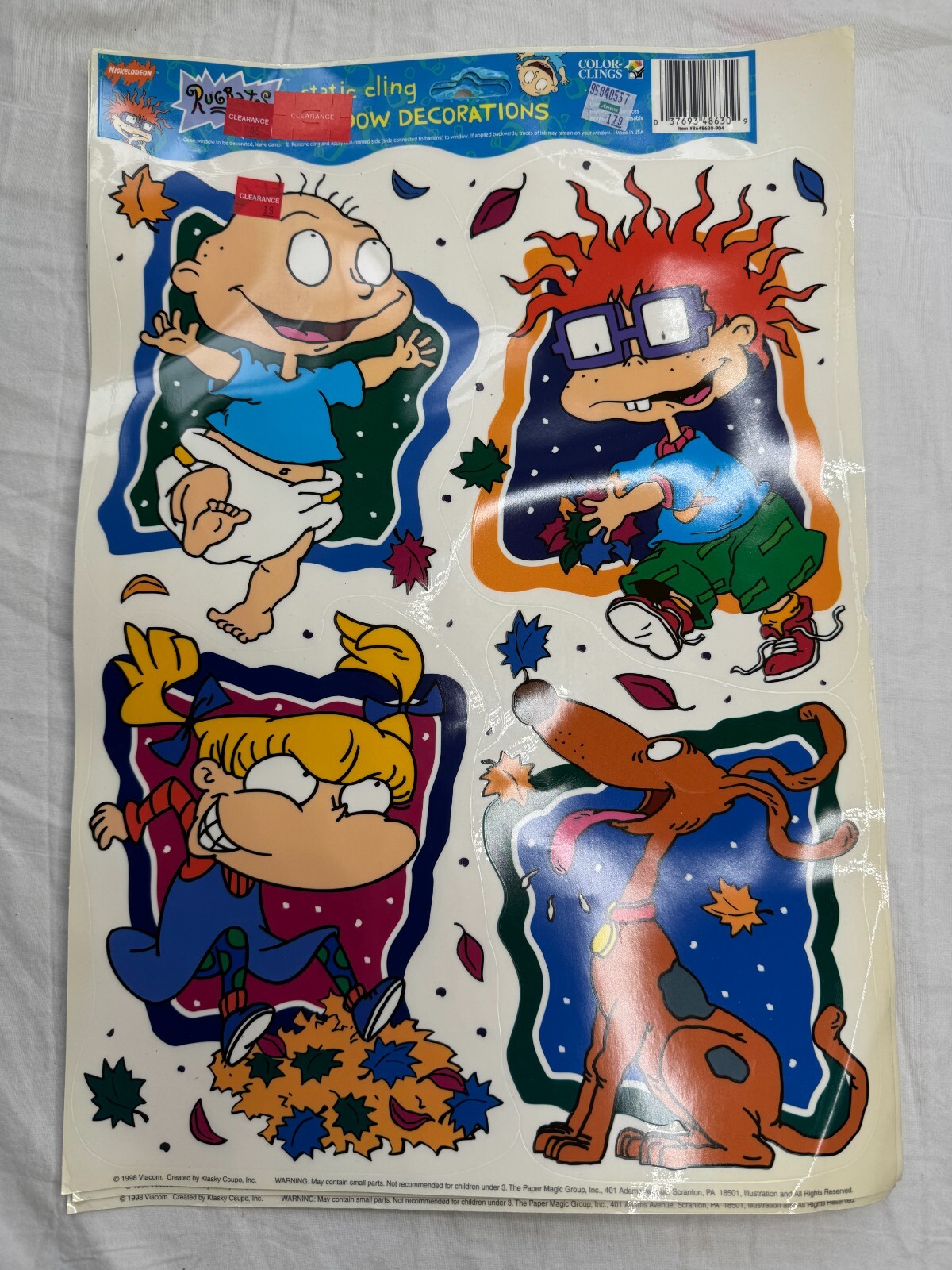 1998 Fall Season Window Clings – Rugrats – Window Decorations – Nickleodeon