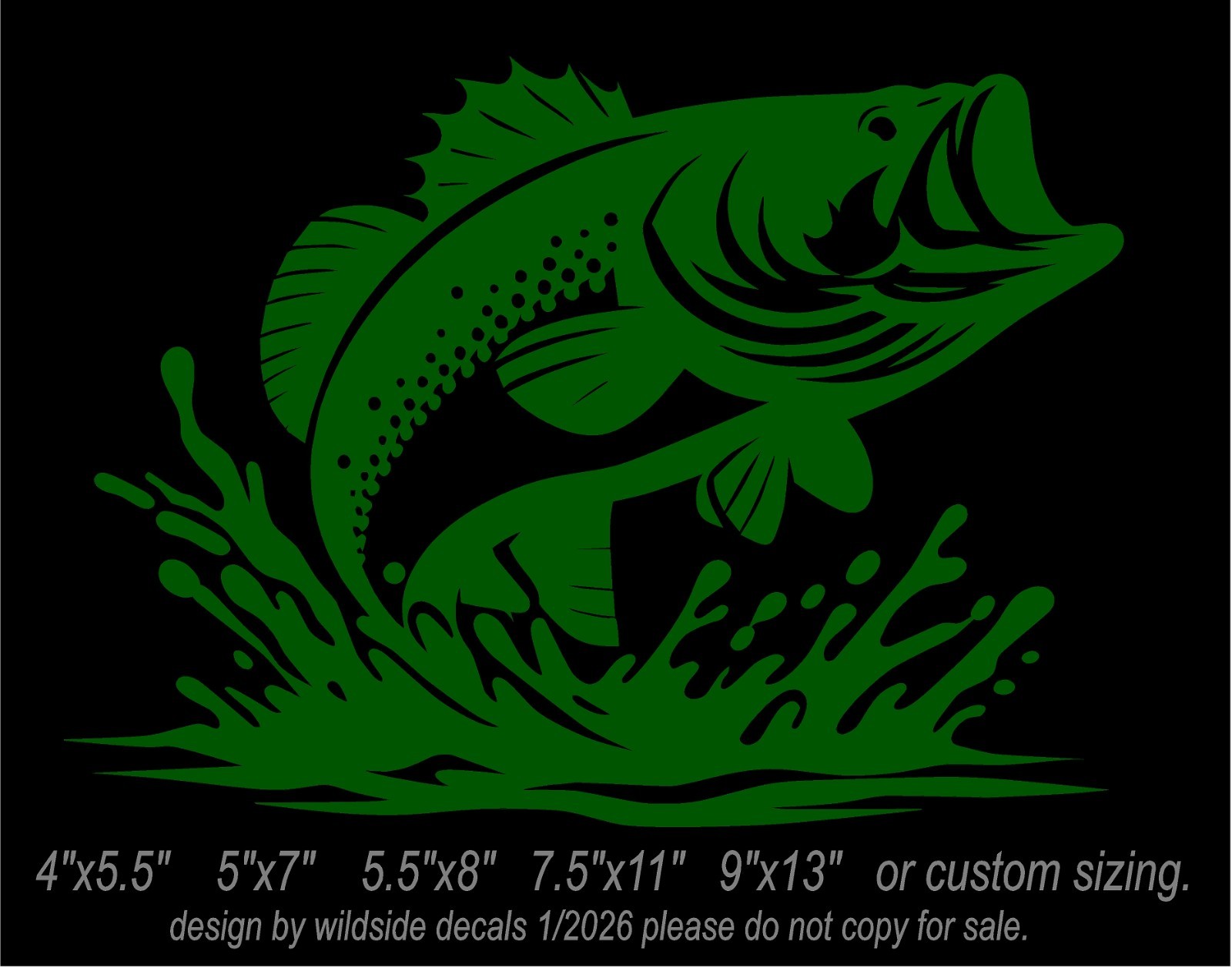 Large Mouth Bass Fish Vinyl Decal car truck window fishing boat sticker