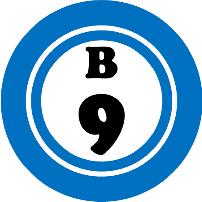 B 9 B9 Bingo Ball – 3 Inch Circle Sticker 3" x 3" – Hobby Number Board Lucky