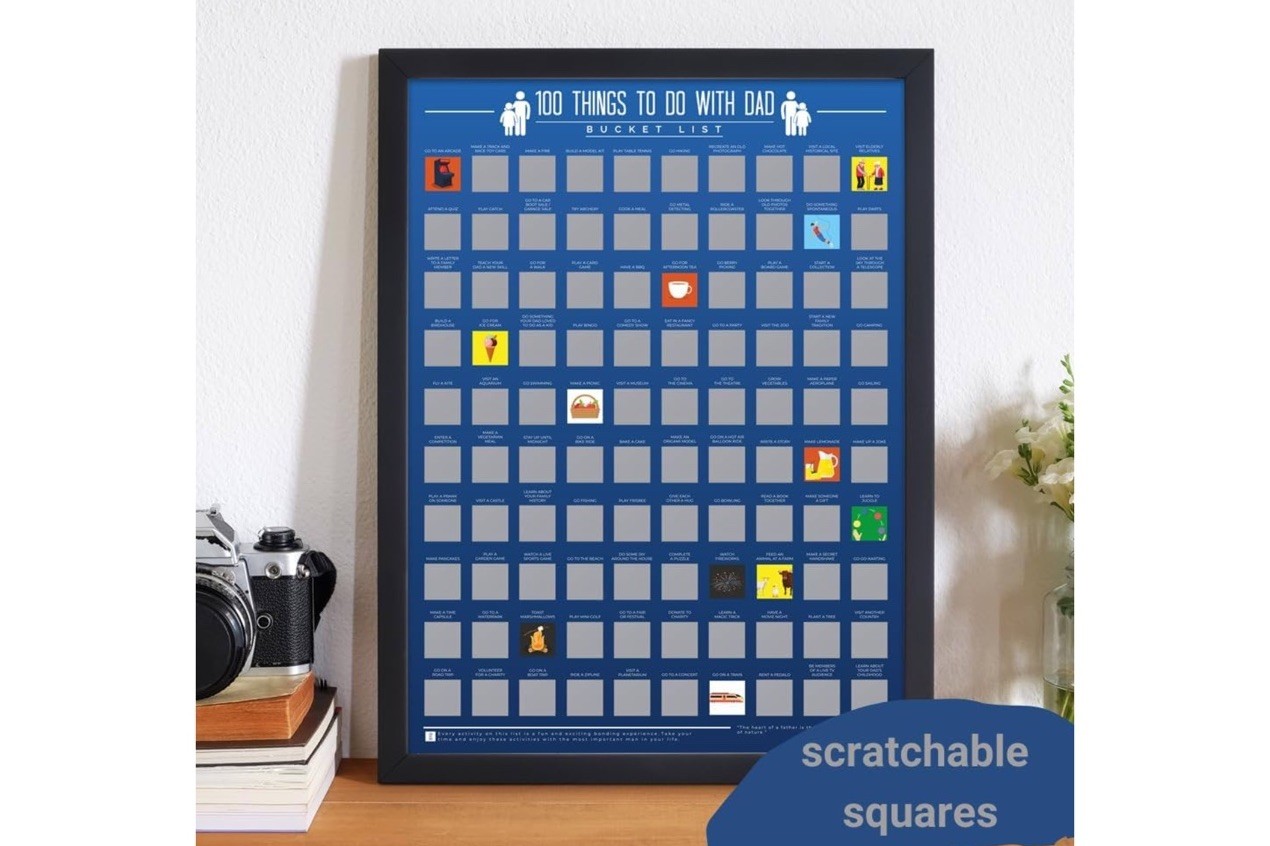 Bucket List 100 Things To Do With Dad Scratch Off Poster Checklist NIB