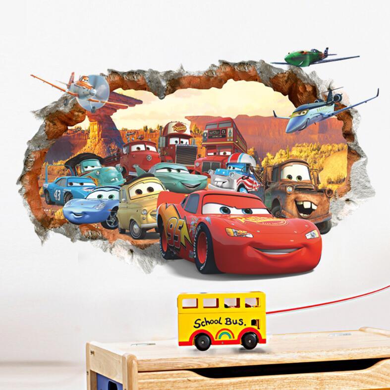 NEW Disney Cartoon lightning McQueen Cars HUGE Wall Stickers Kids Home Decor USA