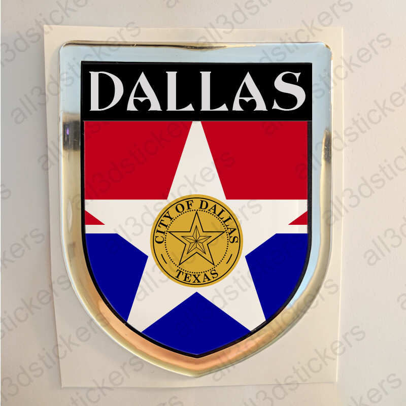 Dallas USA Sticker Seal Resin Domed Flag United States 3D Stickers Shield