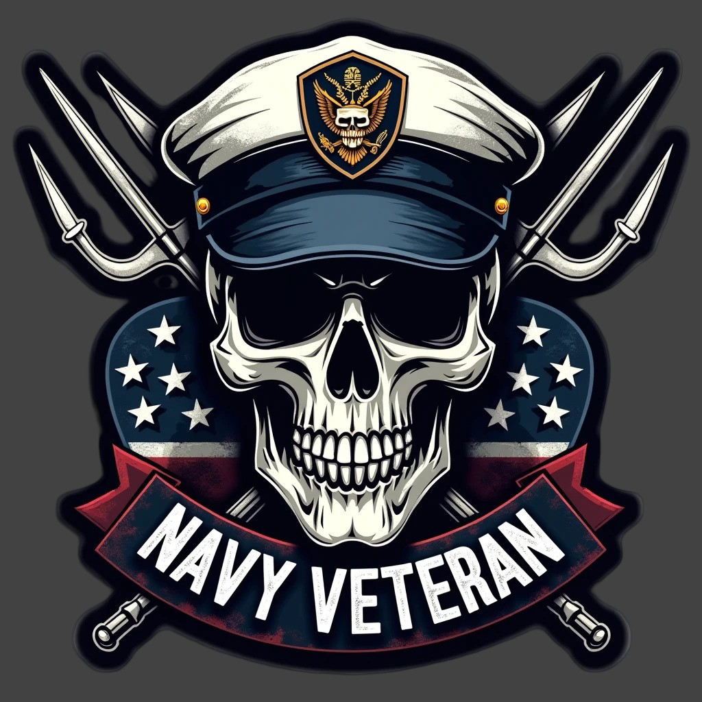 Navy Veteran Skull Sticker Vinyl Decal Military Patriotic US Navy