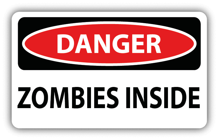Danger Zombies Inside Slogan Sign Car Bumper Sticker Decal