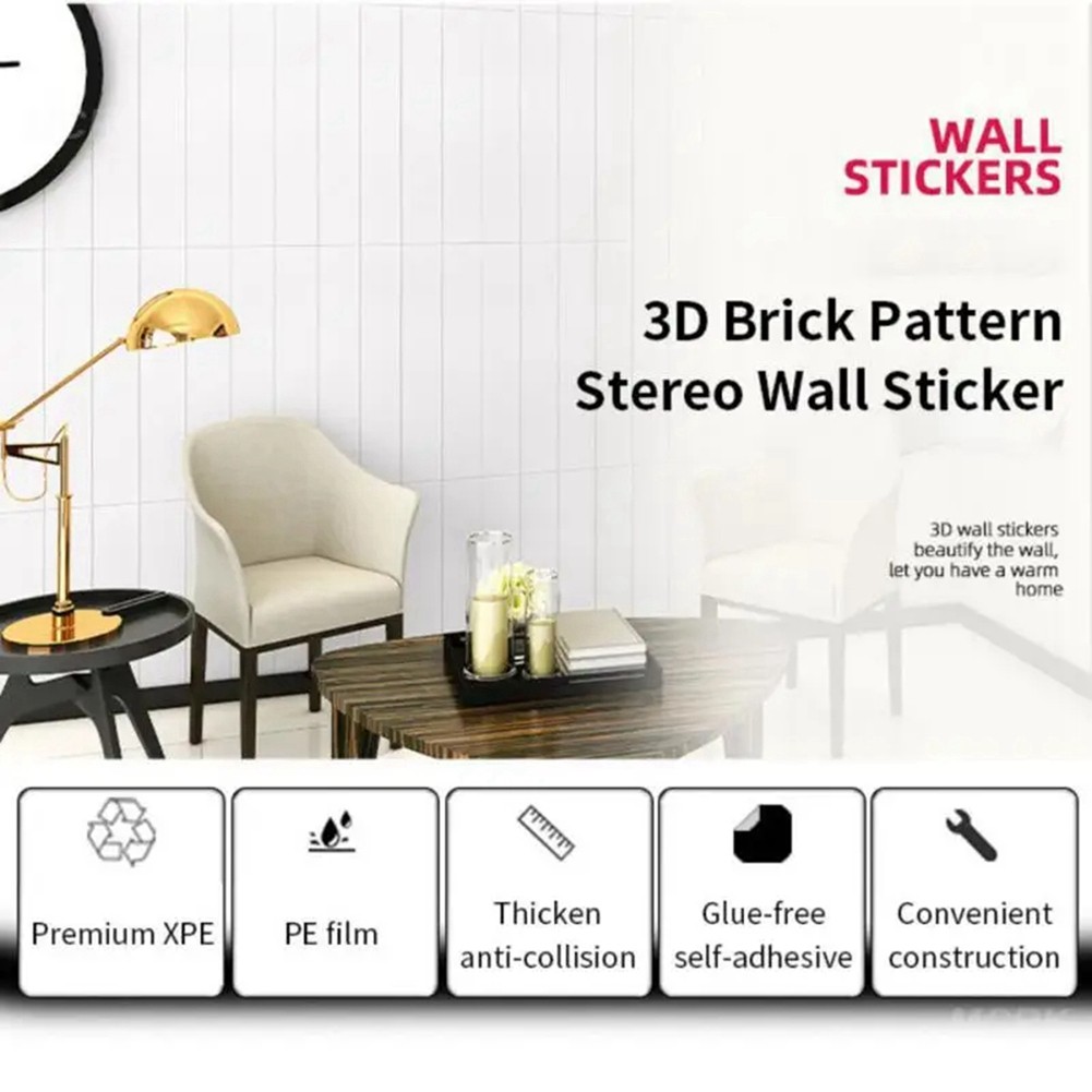 20Pcs 3D Wall Stickers Brick Self Adhesive Panels Home Decor Sticker8474